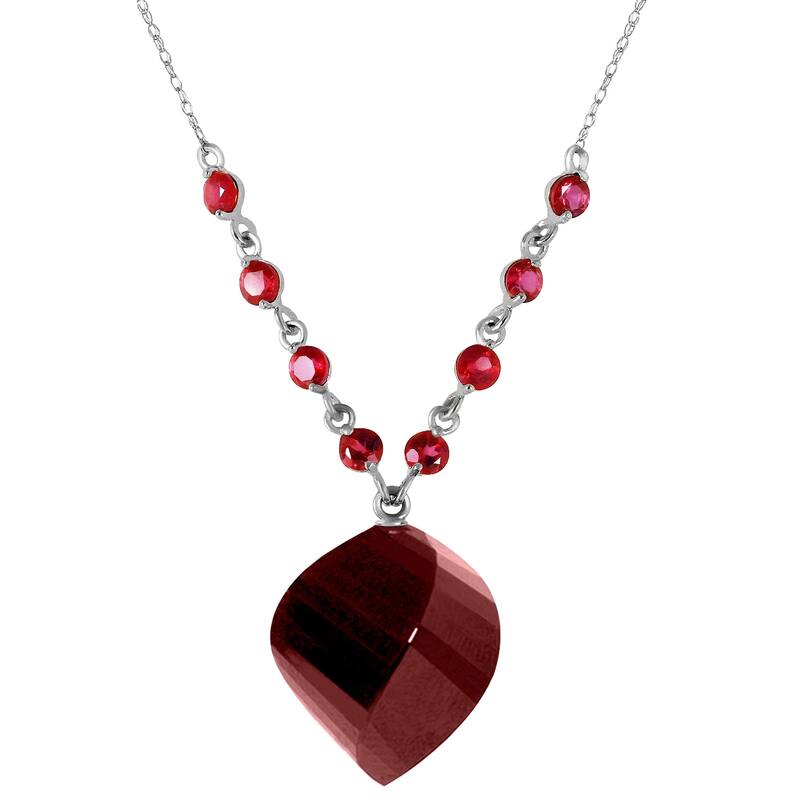 16.25 Carat 14K Solid Gold Burn Bridges Ruby Natural Gemstone Necklace - 24 Inch - White