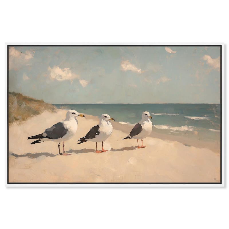 Seagulls at the Beach I Canvas by Art Remedy - White - 24" x 16"