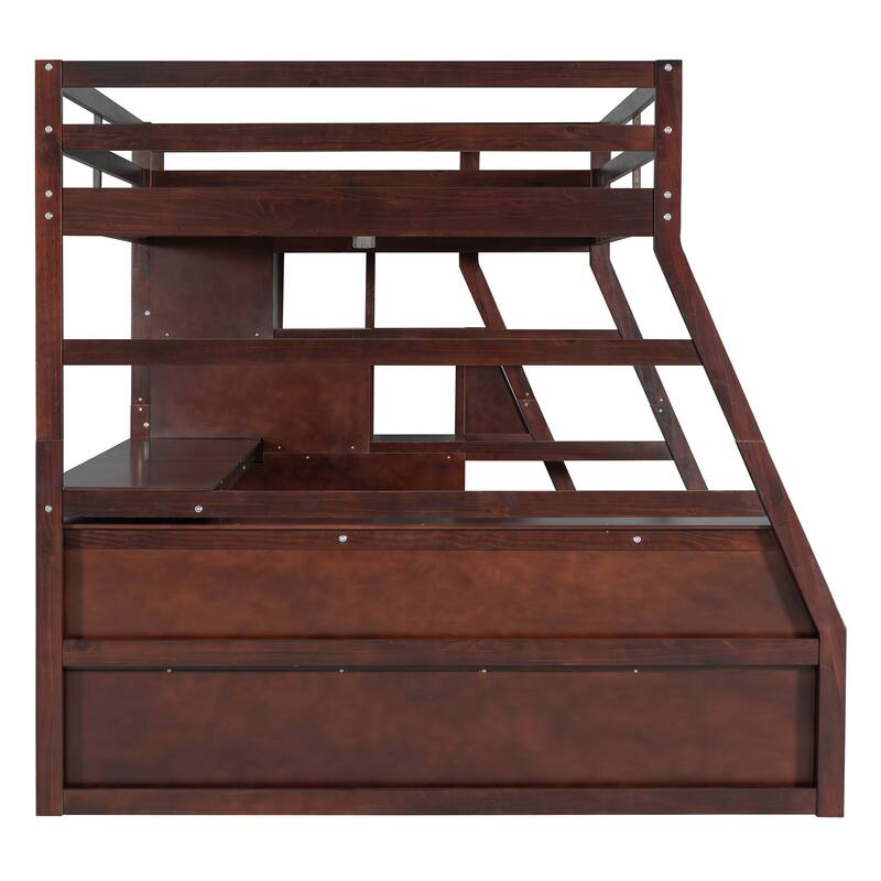 Espresso Full Pine Loft Bed with Desk and Storage