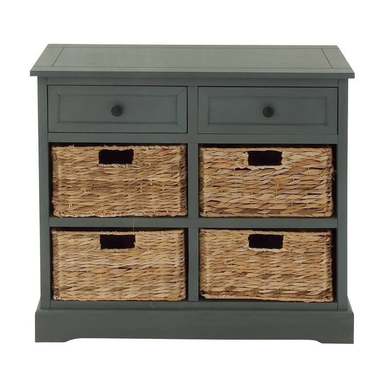Cream, Teal, White or Brown Wood 2 Baskets and 1 Drawer Storage Unit - 16 x 13 x 28