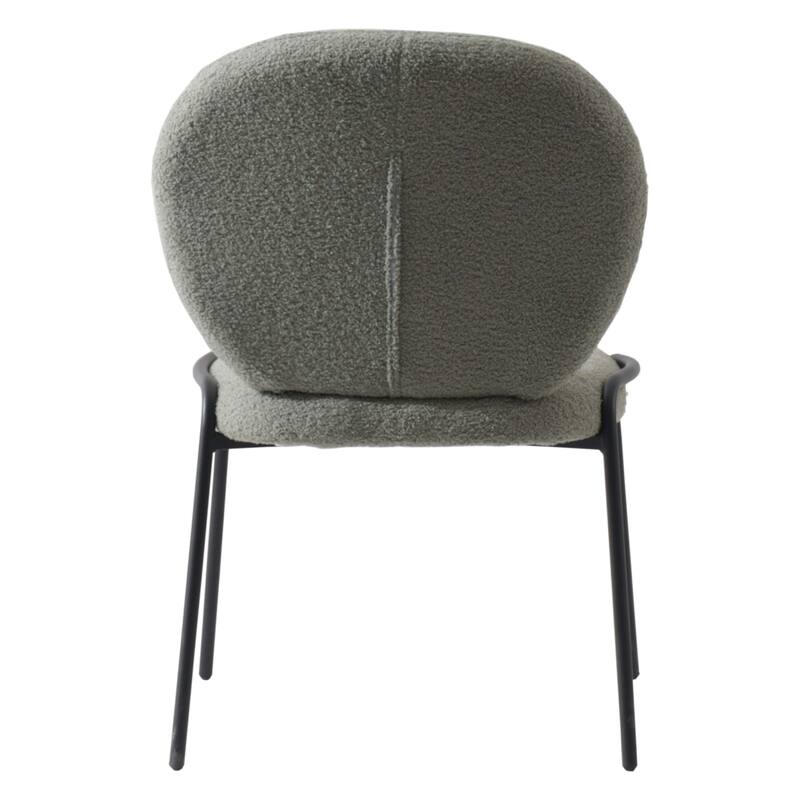 Celestial Boucle Dining Side Chair in Black Iron Frame