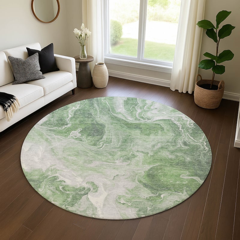 Premium Washable Super Soft Modern Chic Mayfield Rug - Green - 8' x 8'