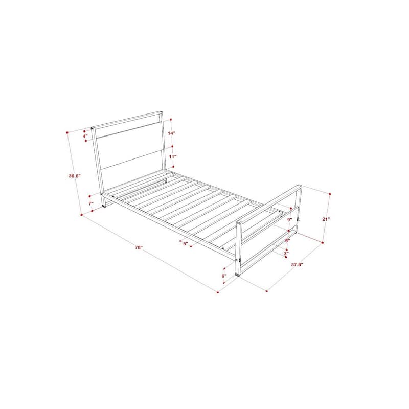 Metal Bed Frame with Legs - Modern Platform Bed - Durable & Stylish - White Finish
