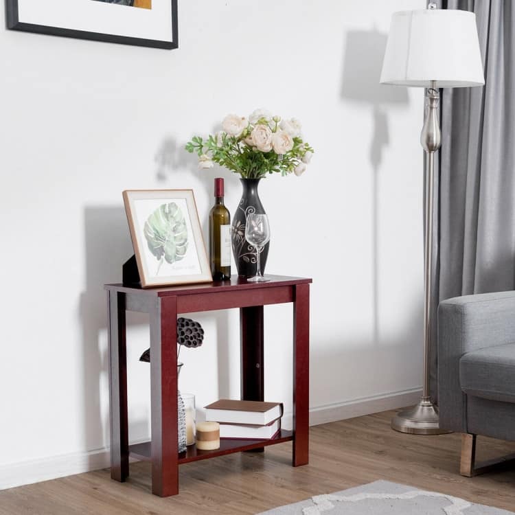2-Tier Modern Compact End Table with Storage Shelf - 23.5" x 12" x 24"