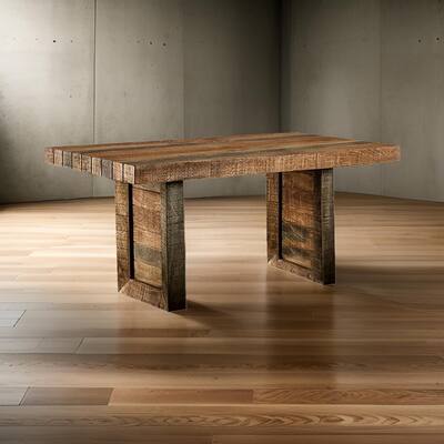 Agon 68 Inch Dining Table, Mitered Corners, Mango Wood, Natural Brown