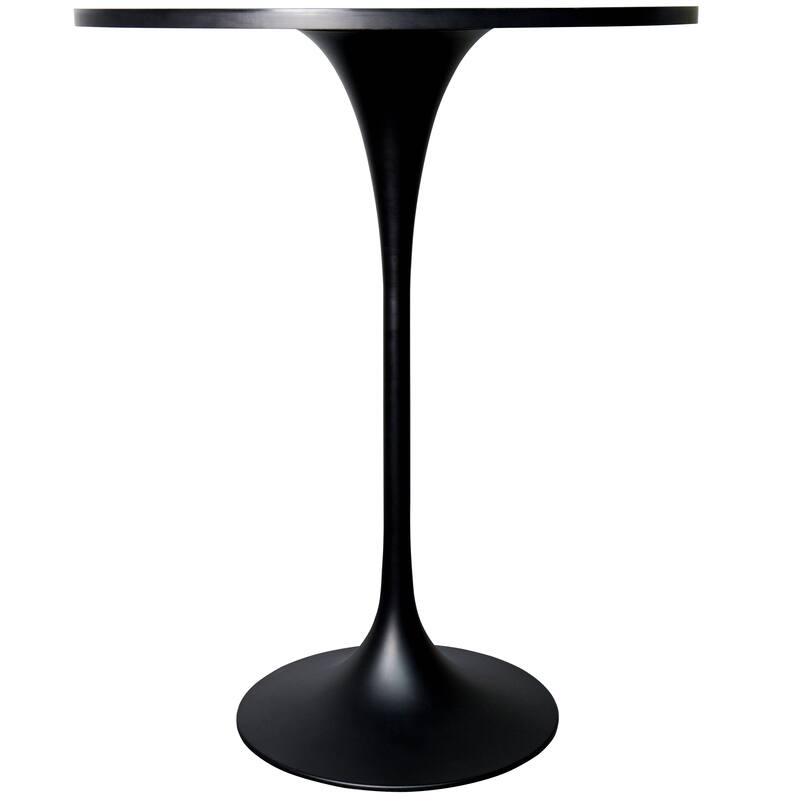LeisureMod Verve 27" Bar Height Dining Table with Sintered Stone Round Top in Black Pedestal Base