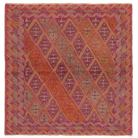 ECARPETGALLERY Hand-knotted Tajik Caucasian Purple Wool Rug - 3'10 x 3'11