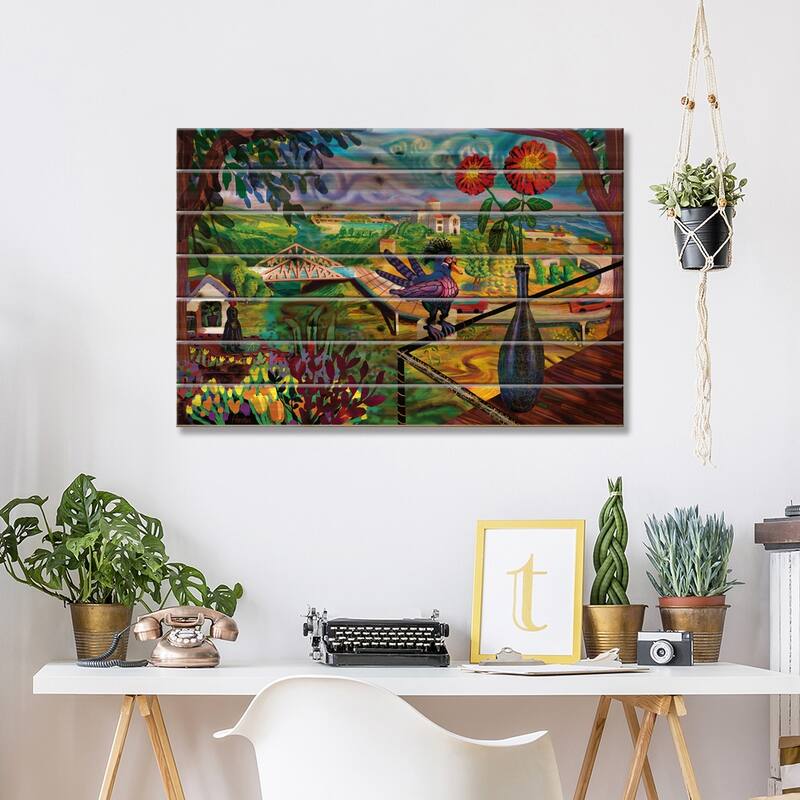 Zipolite Print On Wood by Charles Harker - Multi-Color