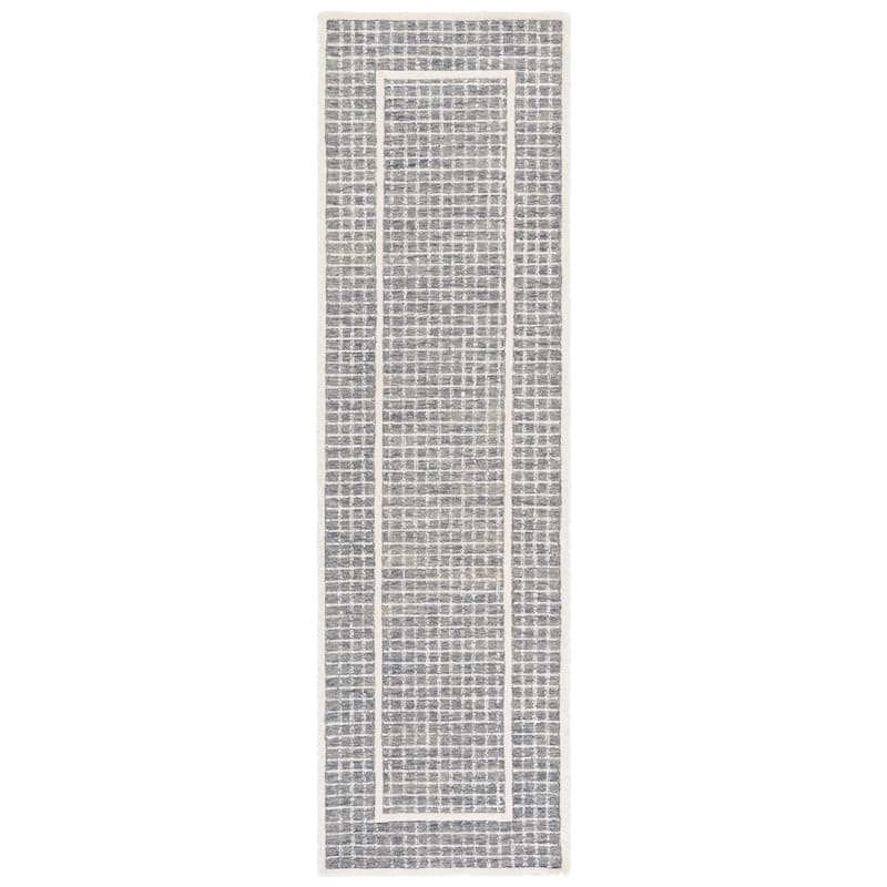 SAFAVIEH Handmade Pine Gennarina Modern Wool Rug - 2'3" x 8' Runner - Grey/Ivory