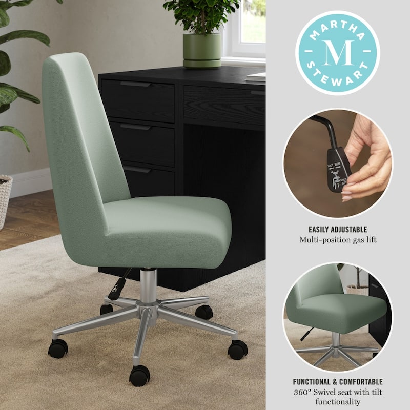 Martha Stewart Upholstered Height Adjustable Swivel Home Office Chair
