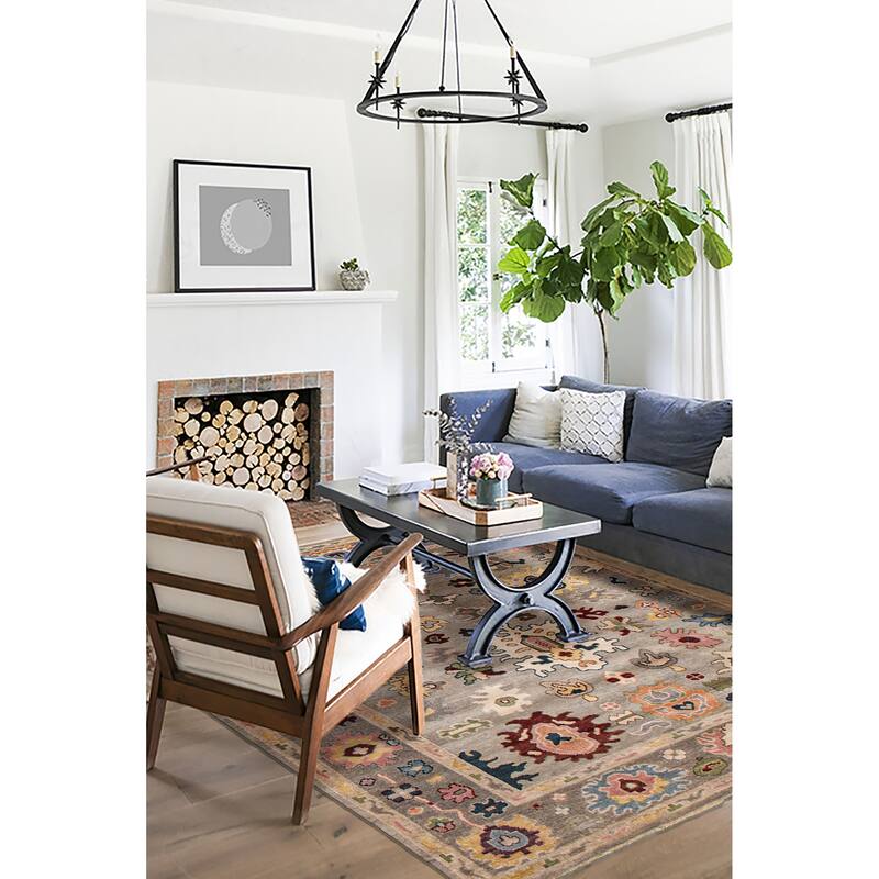 ECARPETGALLERY Hand-knotted Modern Oushak Light Grey Wool Rug - 8'0 x 10'1