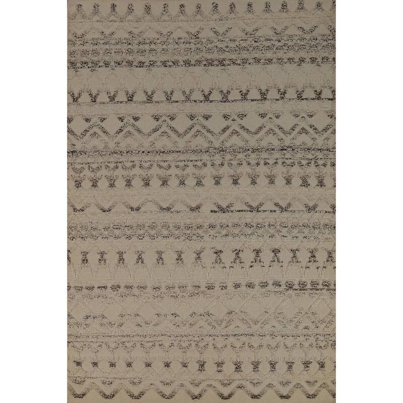 Chevron Style Moroccan Oriental Area Rug Handmade Wool Carpet - 5'1" x 8'2"
