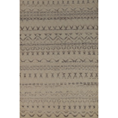 Chevron Style Moroccan Oriental Area Rug Handmade Wool Carpet - 5'1" x 8'2"