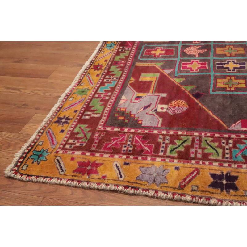 Hand Knotted Oriental 100% Wool Carpet Traditional Tribal Greys & Charcoal Ardebil Runner Rug - 10' 4'' X 3' 10''