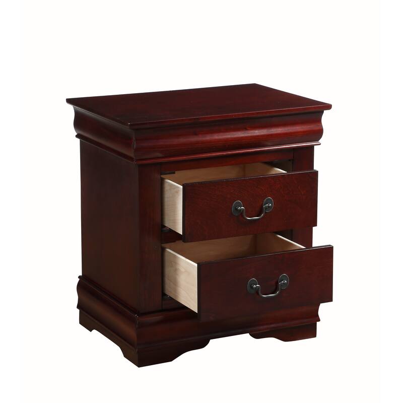 Solid Wood 2-Drawers Nightstands with Metal Handle
