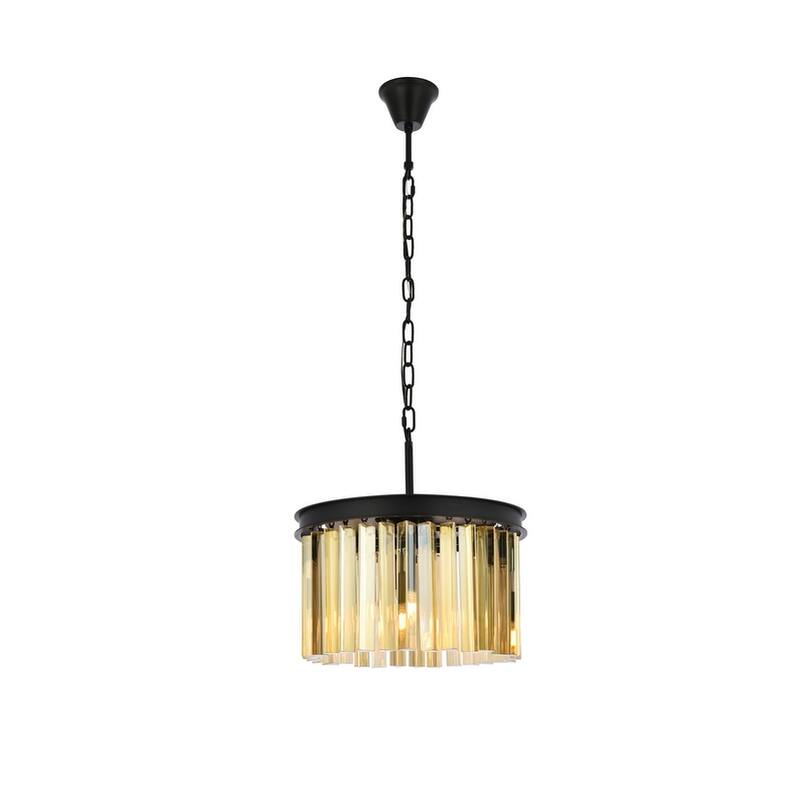 Royce Edge 3-Light Matte Black Pendant - matte black (royal cut golden teak crystals)
