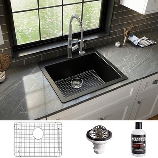 Karran Top Mount 25 in. Single Bowl Quartz Kitchen Sink Kit