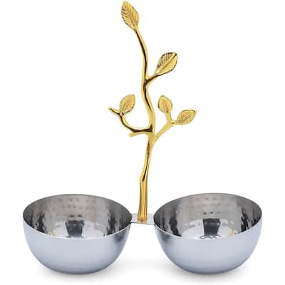 Berkware Textured Decorative Bowls with Gold Leaf Handle