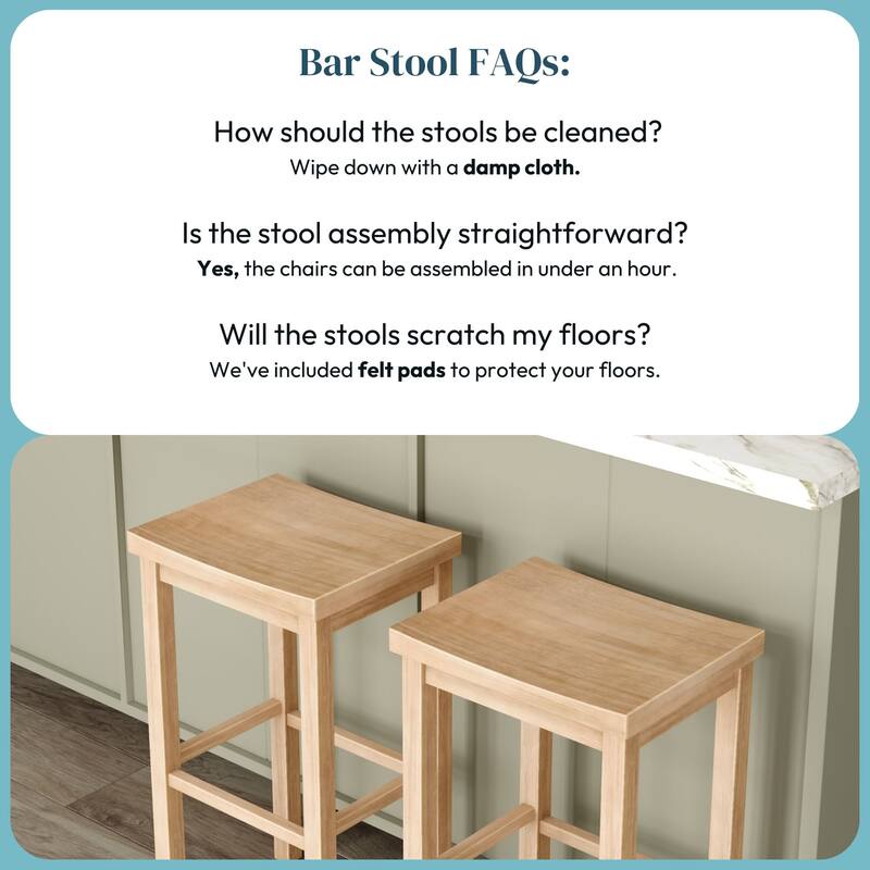 Now Furniture Solid Wood Backless Saddle Seat Bar Height Stool