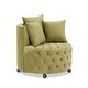 preview thumbnail 8 of 10, Velvet Upholstered Swivel Chair for Living Room, Tufted Barrel Chair Corner Chair with Movable Wheels & 3 Pillows, Avocado Green