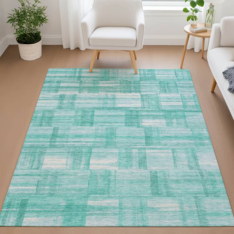 Machine Washable Indoor/ Outdoor Solid Hatches Chantille Rug
