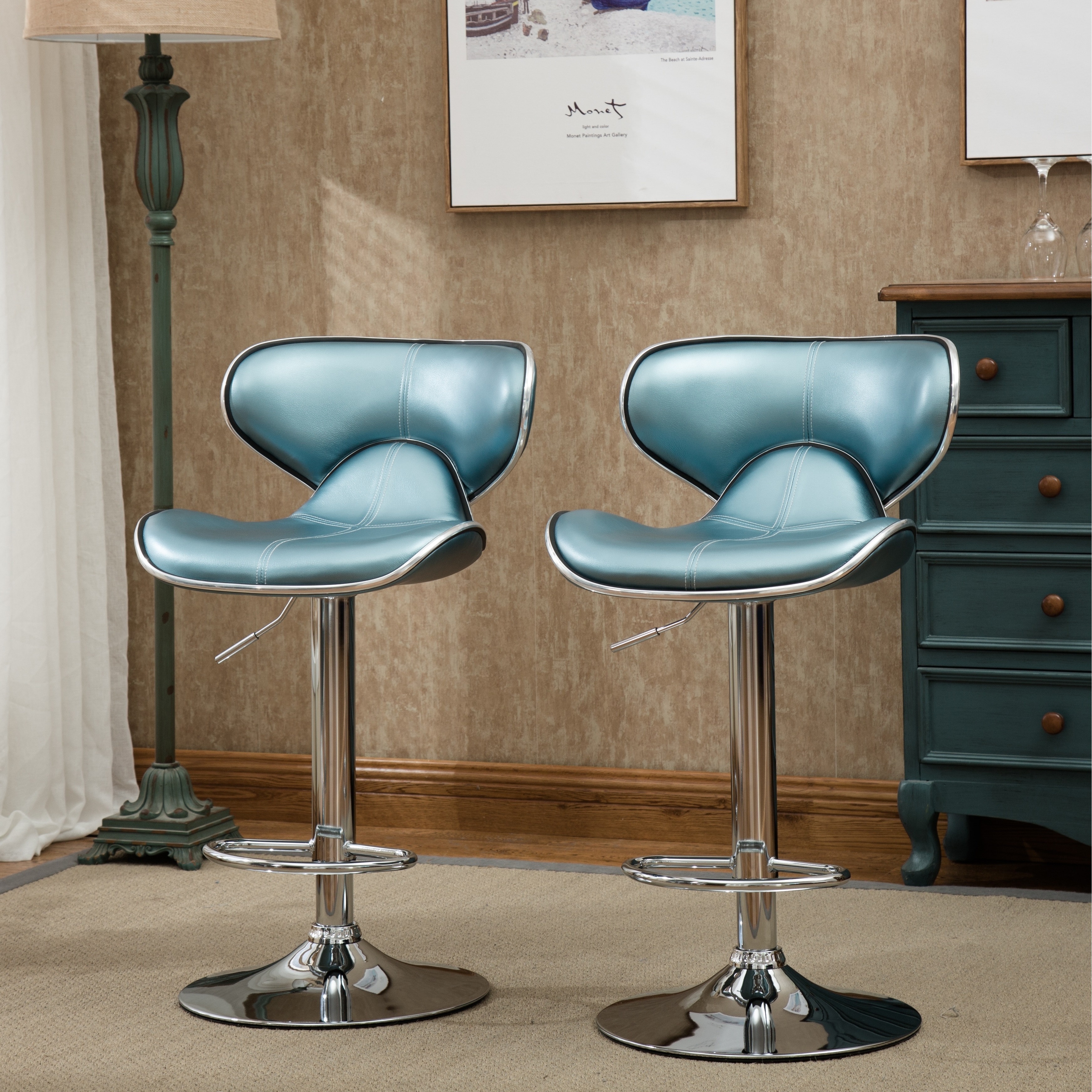 Roundhill Furniture Masaccio Leatherette Airlift Adjustable Swivel