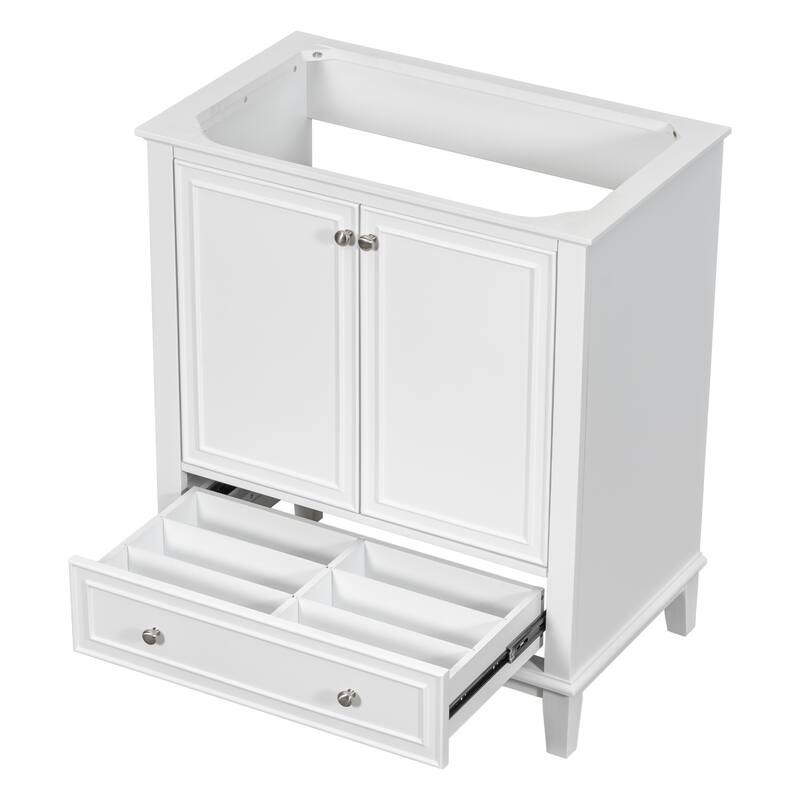Modern 30 Inch Bathroom Vanity Base with Drawer and Adjustable Shelves, Cabinet Only without Sink