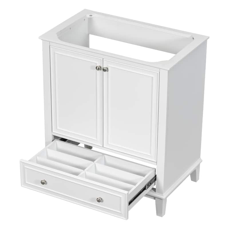 Roomfitters 30" Bathroom Vanity without Sink, Base Only, Cabinet with Doors and Drawer, Solid Frame and MDF Board