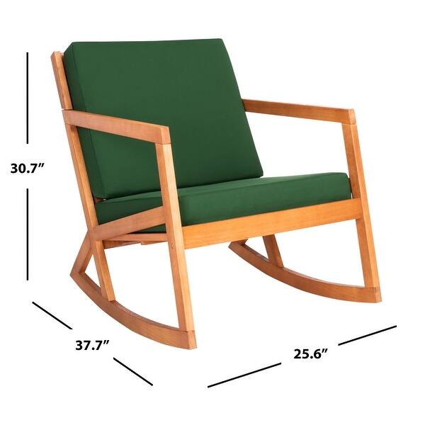 dimension image slide 5 of 6, SAFAVIEH Outdoor Patio Furniture Vernon Rocking Chair w/ Cushion - 25.6" W x 37.7" D x 30.7" H