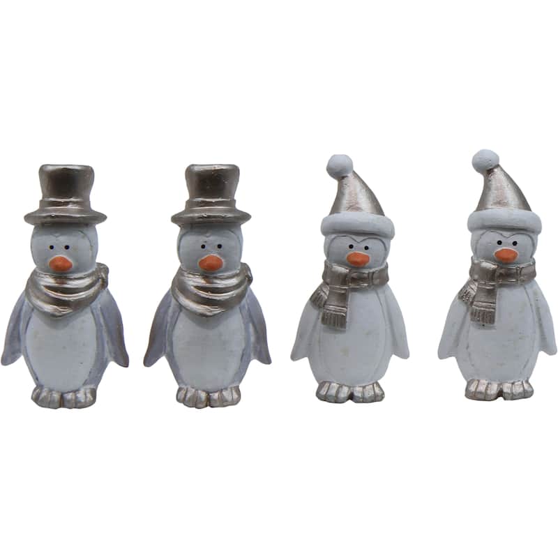 Set Of 4 Assorted Papier Mache Penguins Figurine