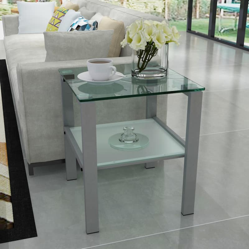 Glass 2 Layer Side Table