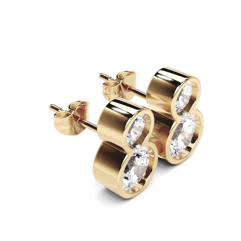 Auriya 14k Gold Round Lab Grown Toi Et Moi Diamond Stud Earrings 2.20 ct. tw. Push-Back (F-G VS) - White