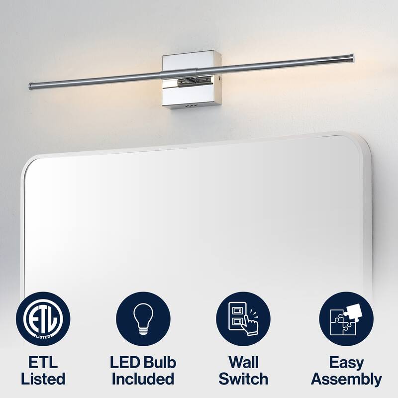 28" Dimmable Integrated LED Metal Wall Sconce, by JONATHAN Y