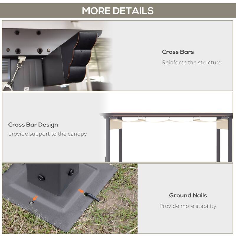 Outsunny 10' x 10' Retractable Pergola Canopy Patio Gazebo Sun Shelter with Aluminum Frame for Outdoors, Cream White