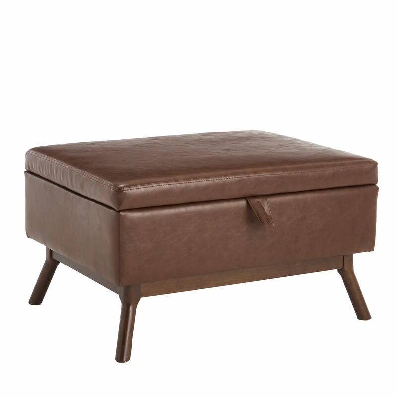 Mid-Century Modern Square Coffee Table with Storage Bench