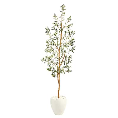 6' Olive Artificial Tree in White Planter - 13"