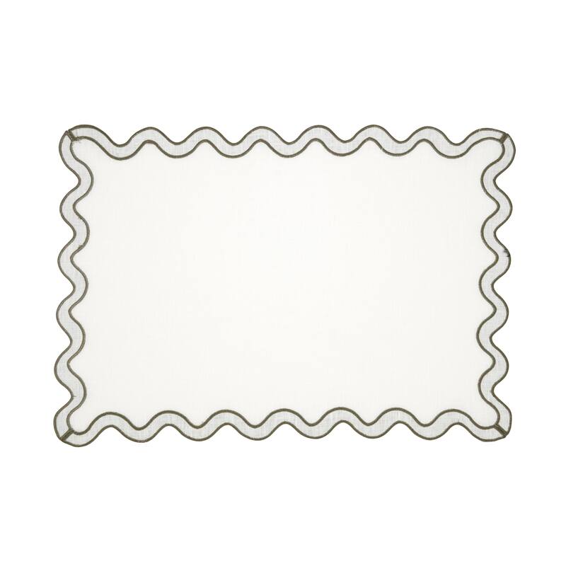 100% Linen Eco Scallop Border Placemat (Set of 4) - 13"x19"