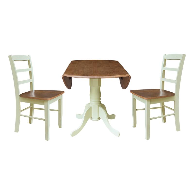 42" Dual Drop Leaf Pedestal Dining Table with Madrid Ladderback Chairs - Dining Set