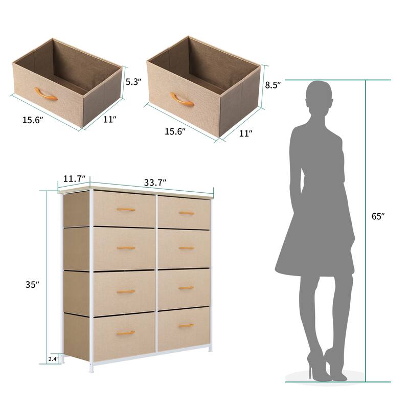 Modern Wide Dresser Storage Tower with 8 Drawers