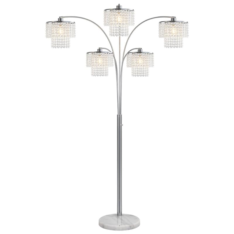 Brio 80" 5-Light Modern Crystal Arc Floor Lamp - 80