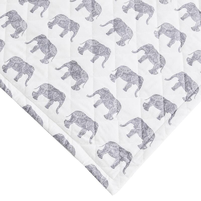 All Cotton Flannel Elephant Quilt Set Gray - Twin - 2 Piece