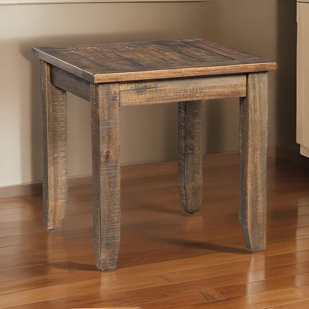 Flint Side End Table, Dark Brown Mahogany Wood Frame, 22 Inch Square