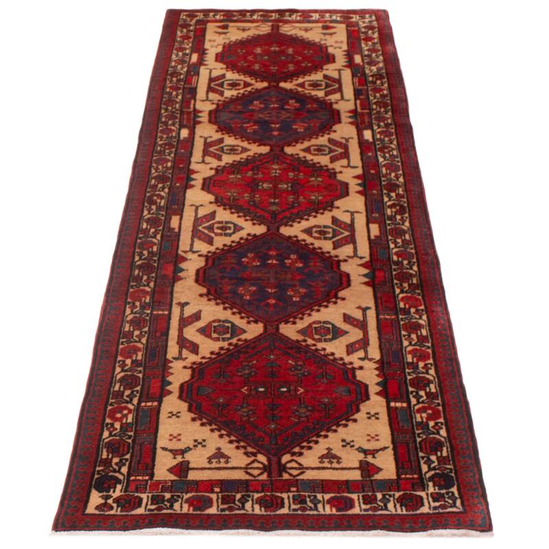 ECARPETGALLERY Hand-knotted Konya Anatolian Beige, Red Wool Rug - 3'9 x 11'2