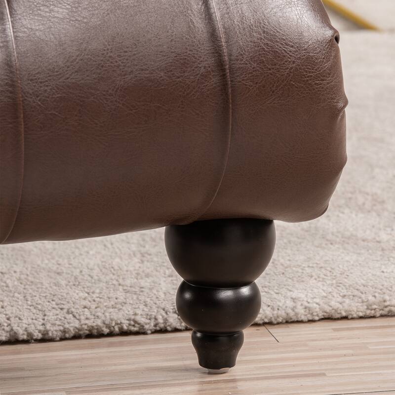 Modern 27.17" Upholstered Buttons Tufted Chaise Lounge Chair with Solid Wood Frame and Nailheads