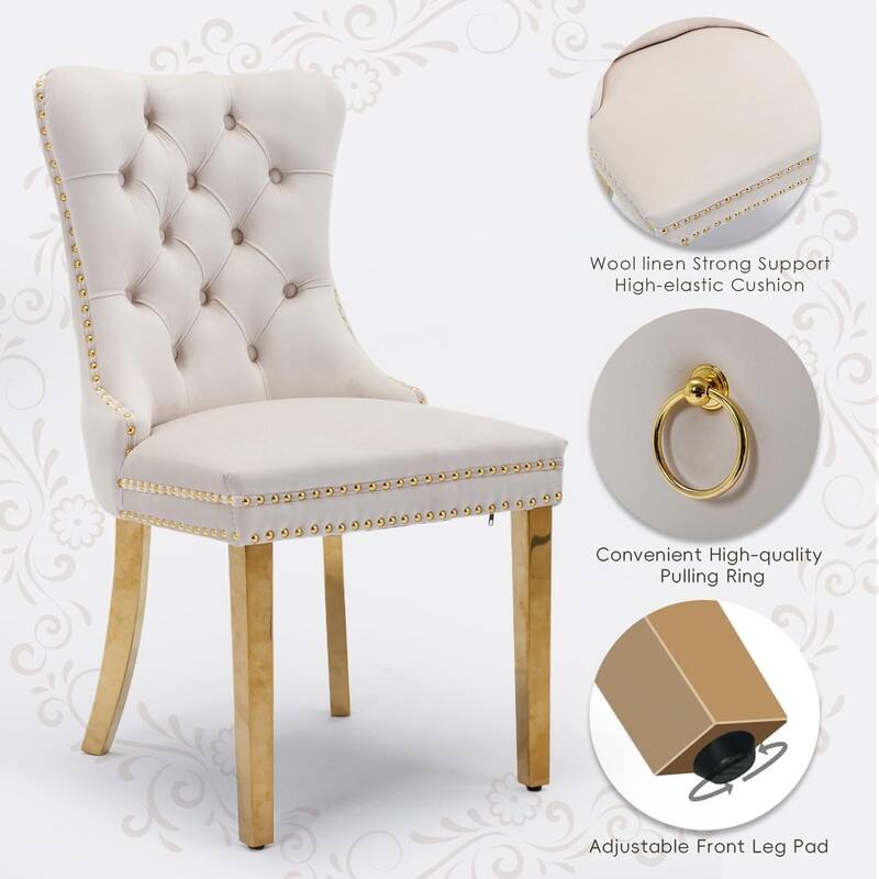 Tufted Naliheads Solid Wood Upholstered Dining Chairs Set of 6
