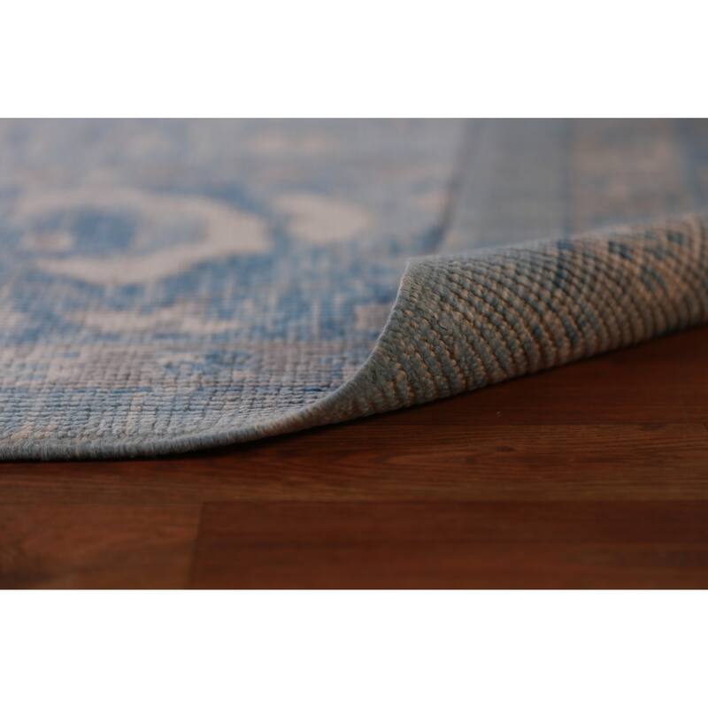 Hand Knotted Oriental 100% Wool Carpet Transitional All-Over Navy Blue & Blues Oushak Area Rug - 12' 9'' X 9' 1''