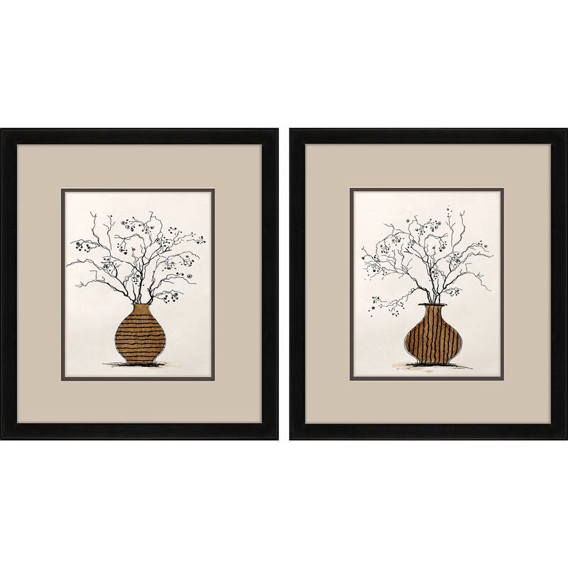 HomeRoots Set Of Two Branches in Urn Black Framed Wall Art