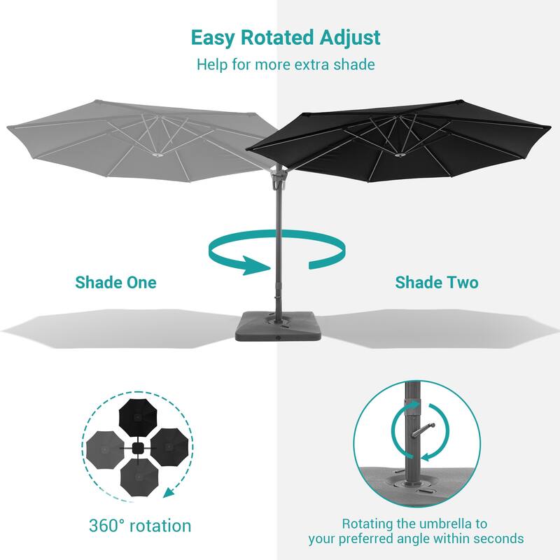 Bonosuki 11FT Patio Cantilever Umbrella With Resin Base