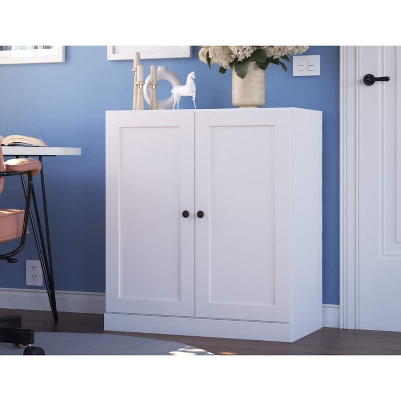 Palace Imports 100% Solid Wood 3-Shelf Bookcase with Shaker Doors and Adjustable Shelves