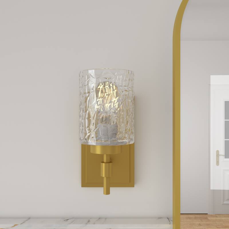 Acroma Single Light Wall Sconce with Water Ripple Glass Shade